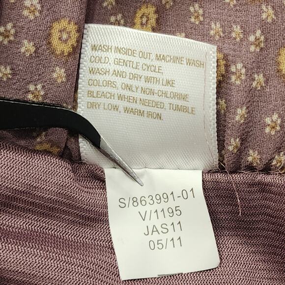 Old Navy Skirt Women L Purple Mauve Ditsy Floral Ruffled Drawstring Chiffon Mini - Picture 5 of 8